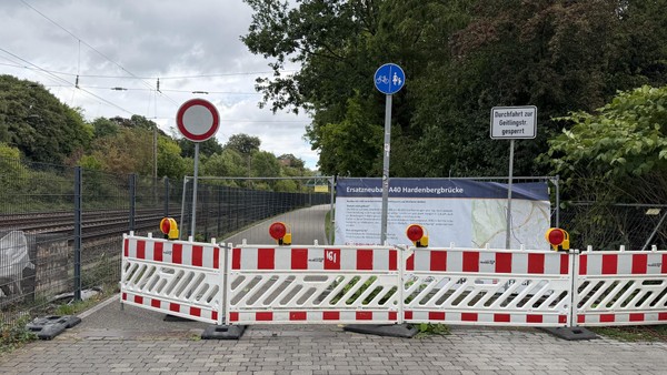 A40-Baustelle in Mülheim: Radschnellweg RS1 bleibt wochenlang gesperrt